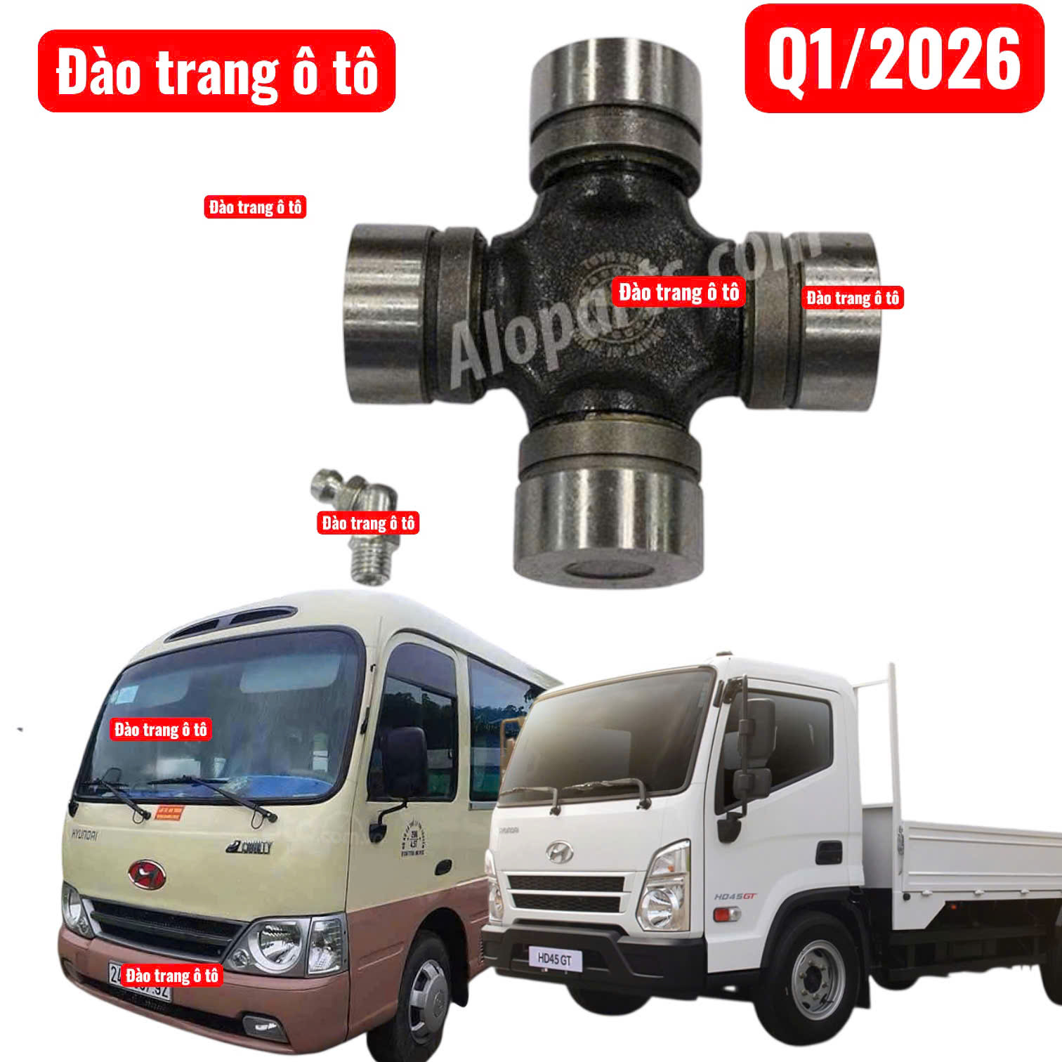 Bi chữ thập 30 58 FT dùng cho xe ô tô huyndai county HD45 HD65 mighty starex 2.5 mitsubishi pajero 1988-2008 pajero sport mitsubishi trion TM193 TY vỏ đen