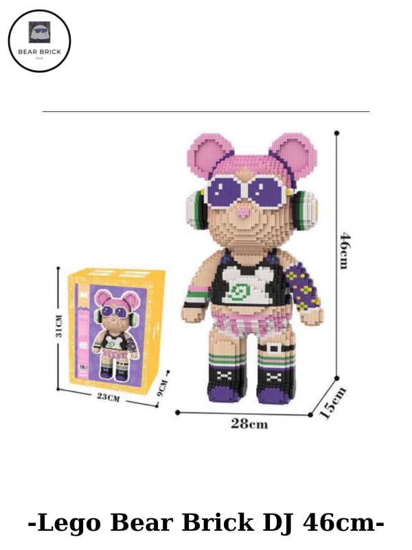 Lego Bear Brick Dj tai nghe 46cm-Đồ chơi lắp ráp mô hình gấu bear brick Dj tai nghe 46cm-B08