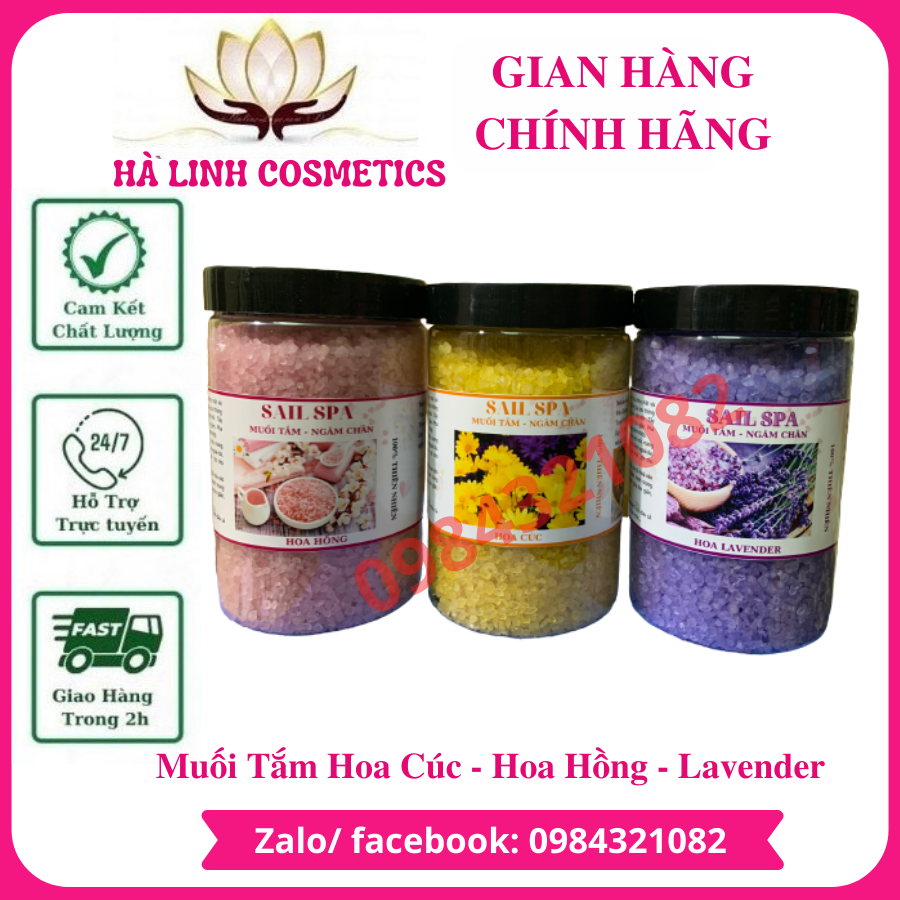 1kg Muối tắm ngâm chân Lavender, Muối Hoa Hồng, Hoa Cúc, Trà Xanh, muối Bạc Hà chuyên dùng cho Spa
