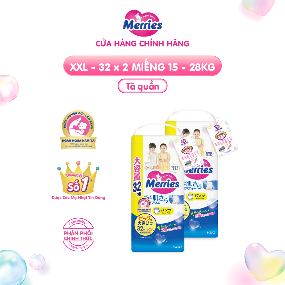 Combo 2 Tã/bỉm quần Merries Jumbo Đủ Size L56/XL50/XXL32