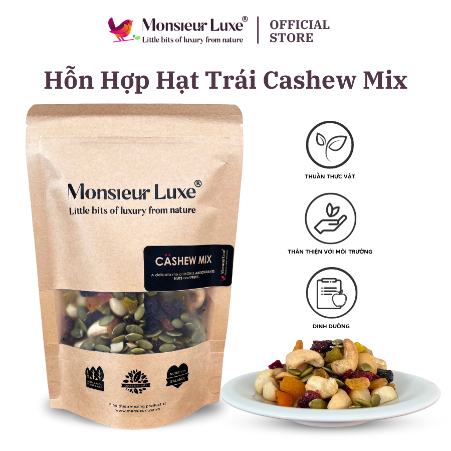 Cashew island trail mix - granola hạt trái cây mix 7 loại monsieur luxe