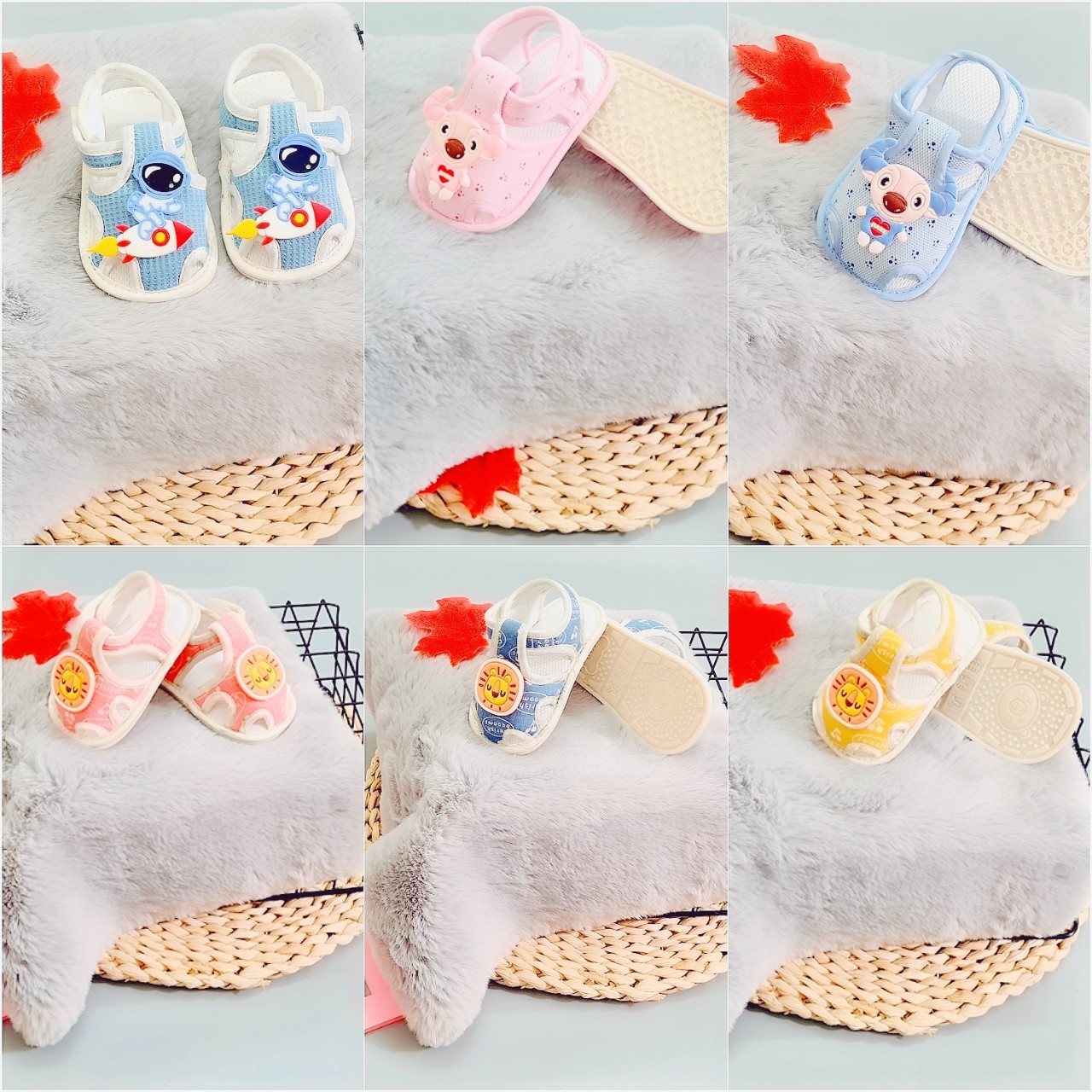 Dép SANDAl tập đi đế cao su non mềm, chống trơn cho bé trai bé gái