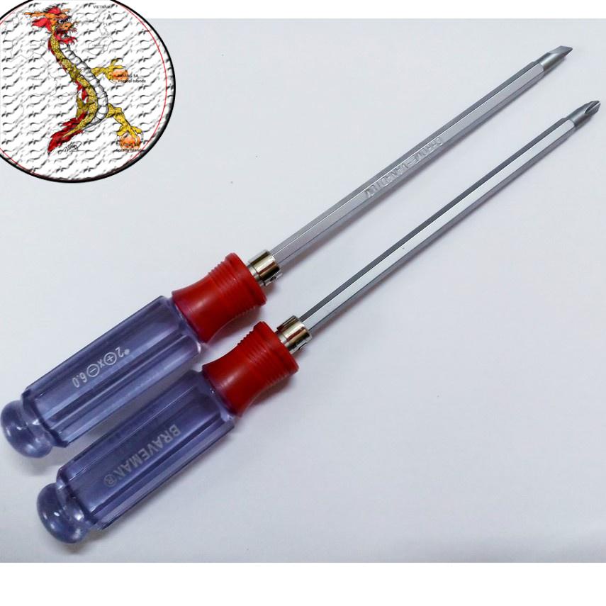 Tua vít 2 đầu dùng dụng cụ sửa chữa tô vít, Tua vít thiết kế 2 đầu 4 cạch và tua vít dẹt DauNhot_PhuGia