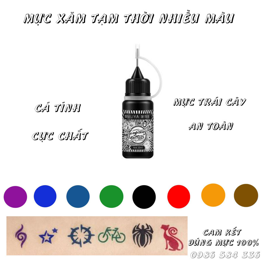 Mực xăm tạm thời nhiều màu tự chọn