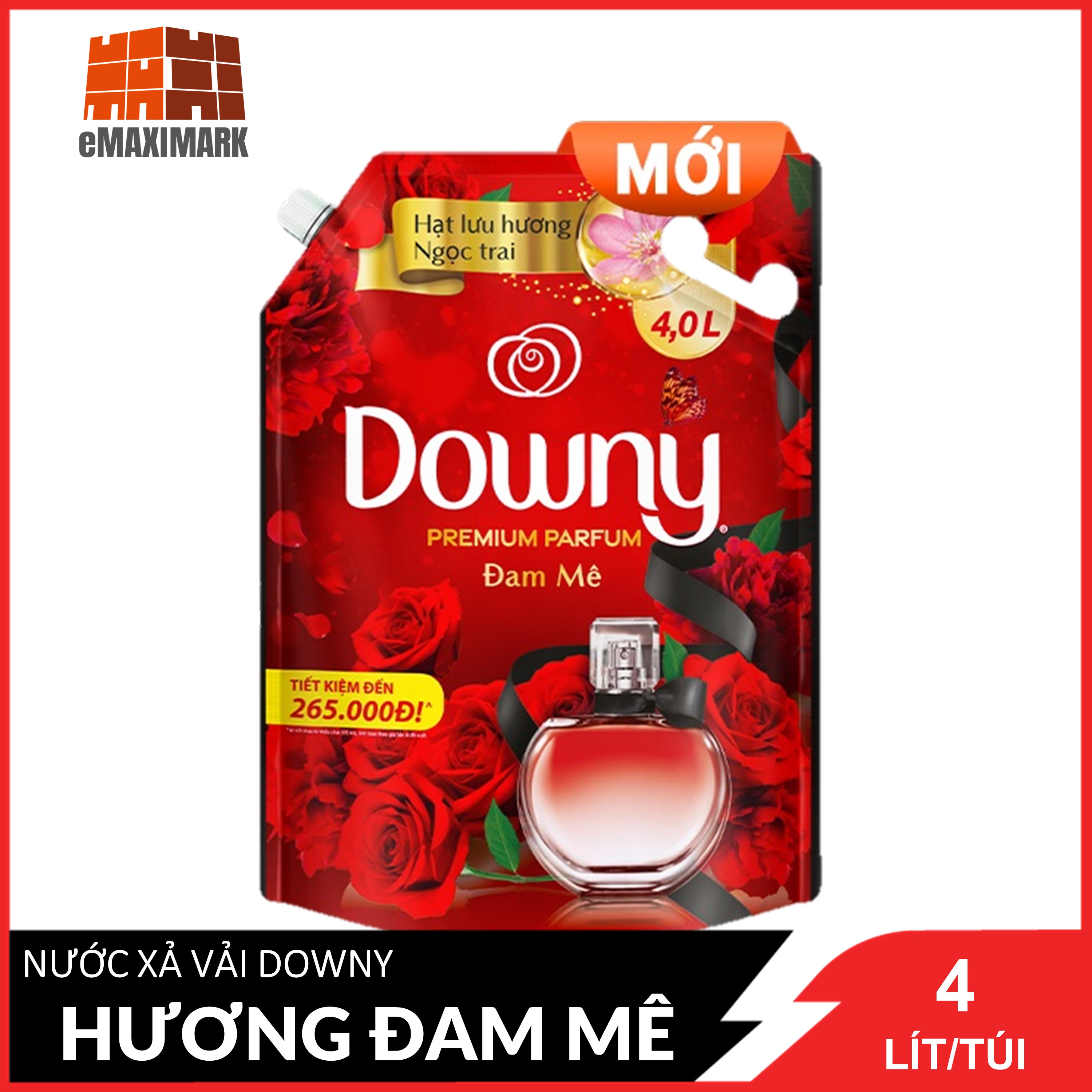 Nước xả vải downy nước hoa cao cấp đậm đặc hương đam mê túi 4l