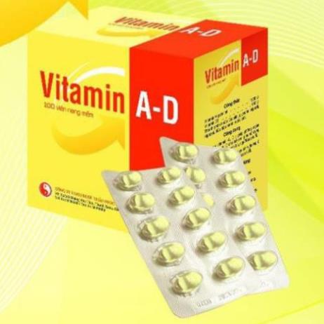 Viên uống vitamin A D bổ sung vitamin, giảm nguy cơ khô mắt, mỏi mắt, còi xương, hỗ trợ đẹp da hộp 100 viên