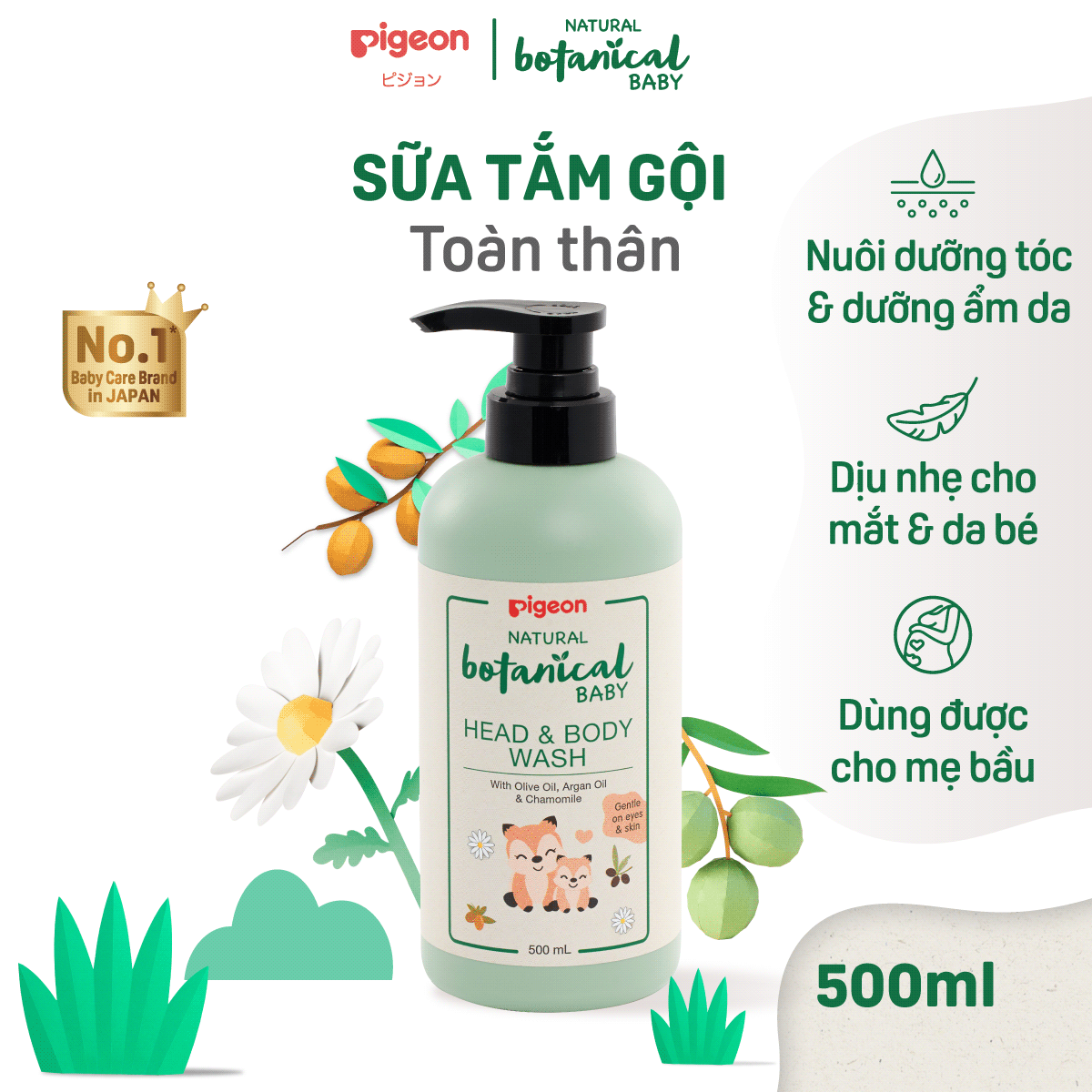 Sữa Tắm Gội Toàn Thân Cho Bé Natural Botanical 200ml/500ml (HSD: 07.2025)