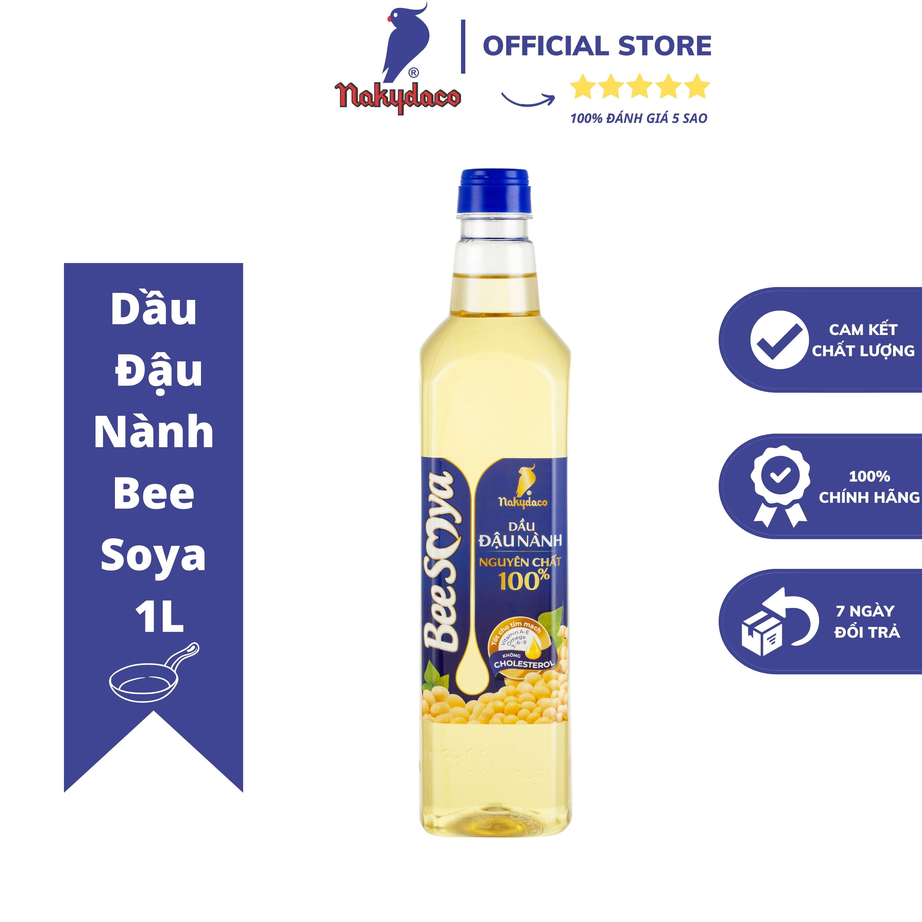 Dầu Đậu Nành Bee Soya Nakydaco 1L- Dầu Ăn Con Két Chính Hãng-Nguyên Chất 100%-Tốt Cho Tim Mạch