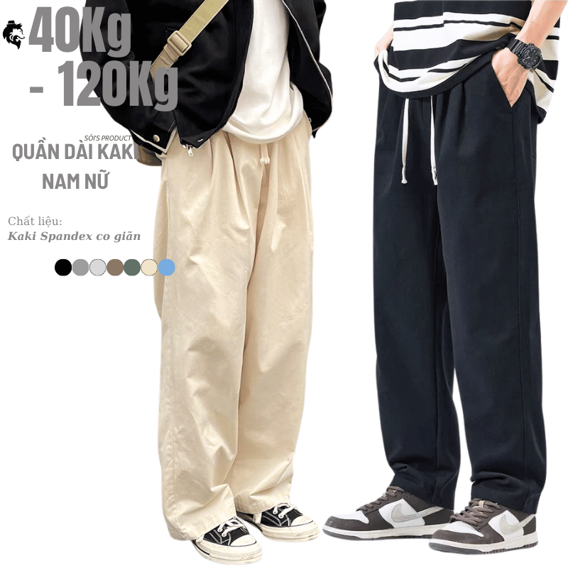 40-105kg Quần baggy kaki nam nữ thời trang unisex bigsize