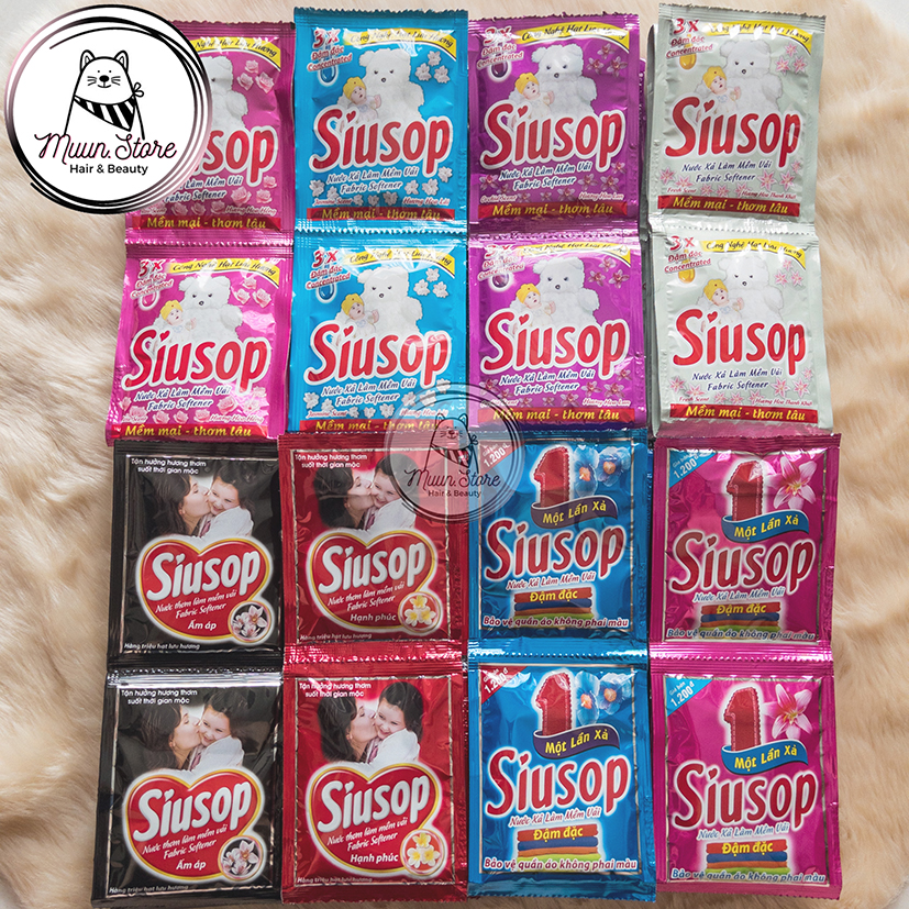 Nước xả làm mềm vải siusop 1 dây 10 gói