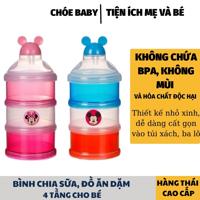 Bình chia sữa 3 tầng disney, bình đựng đồ ăn dặm cho bé , hàng nhập khẩu thái lan cao cấp, tulifly store