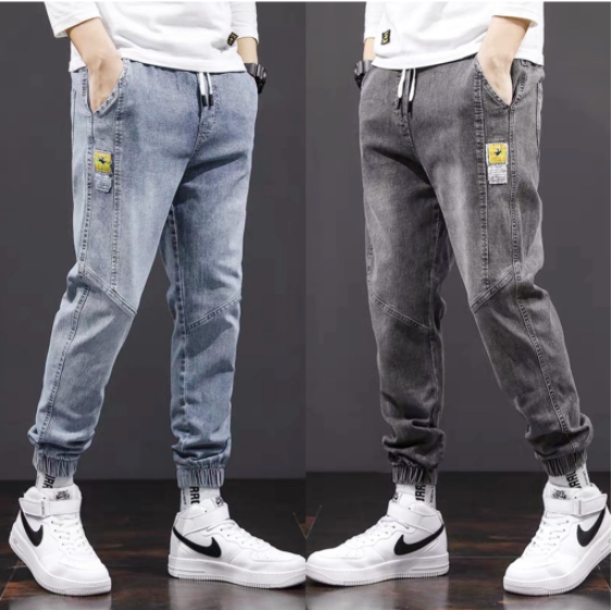 Quần jean jogger nam cạp chun bo gấu, quần bò baggy năng động