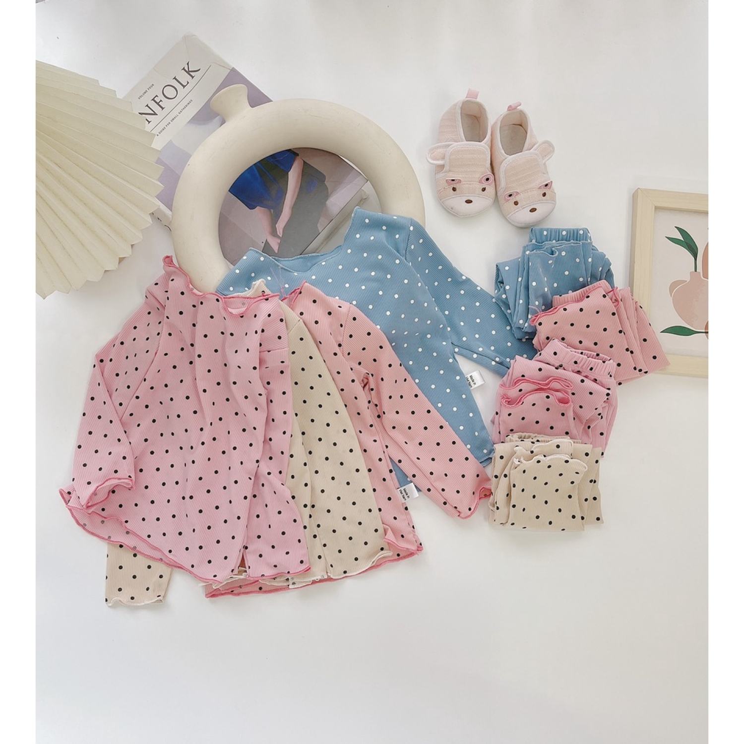 Bộ tăm lạnh chấm bi cho bé bino kids, bộ thu đông cho bé từ 10-20kg