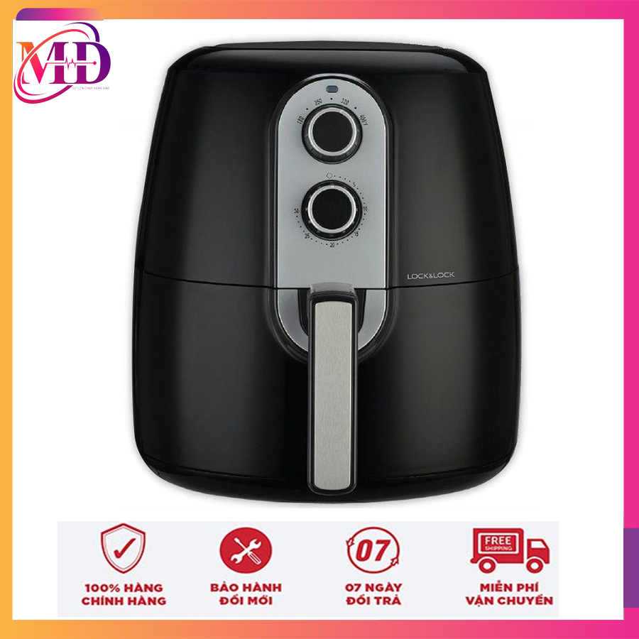 Nồi chiên không dầu lock&lock jumbo ejf151blk 5.2l,công suất 1800w,công nghệ rapid air giúp thực phẩm chính nhanh hơn, bảo hành 12 tháng