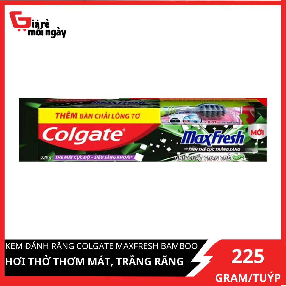 Kem đánh răng hơi thở thơm mát và làm trắng răng Colgate Maxfresh Bamboo Charcoal 225g