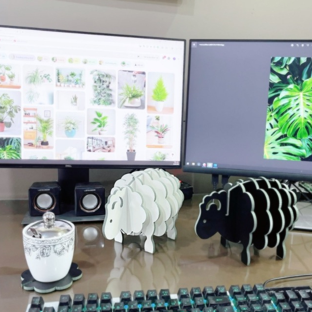Lót ly gỗ decor bàn làm việc mô hình con cừu babysheep