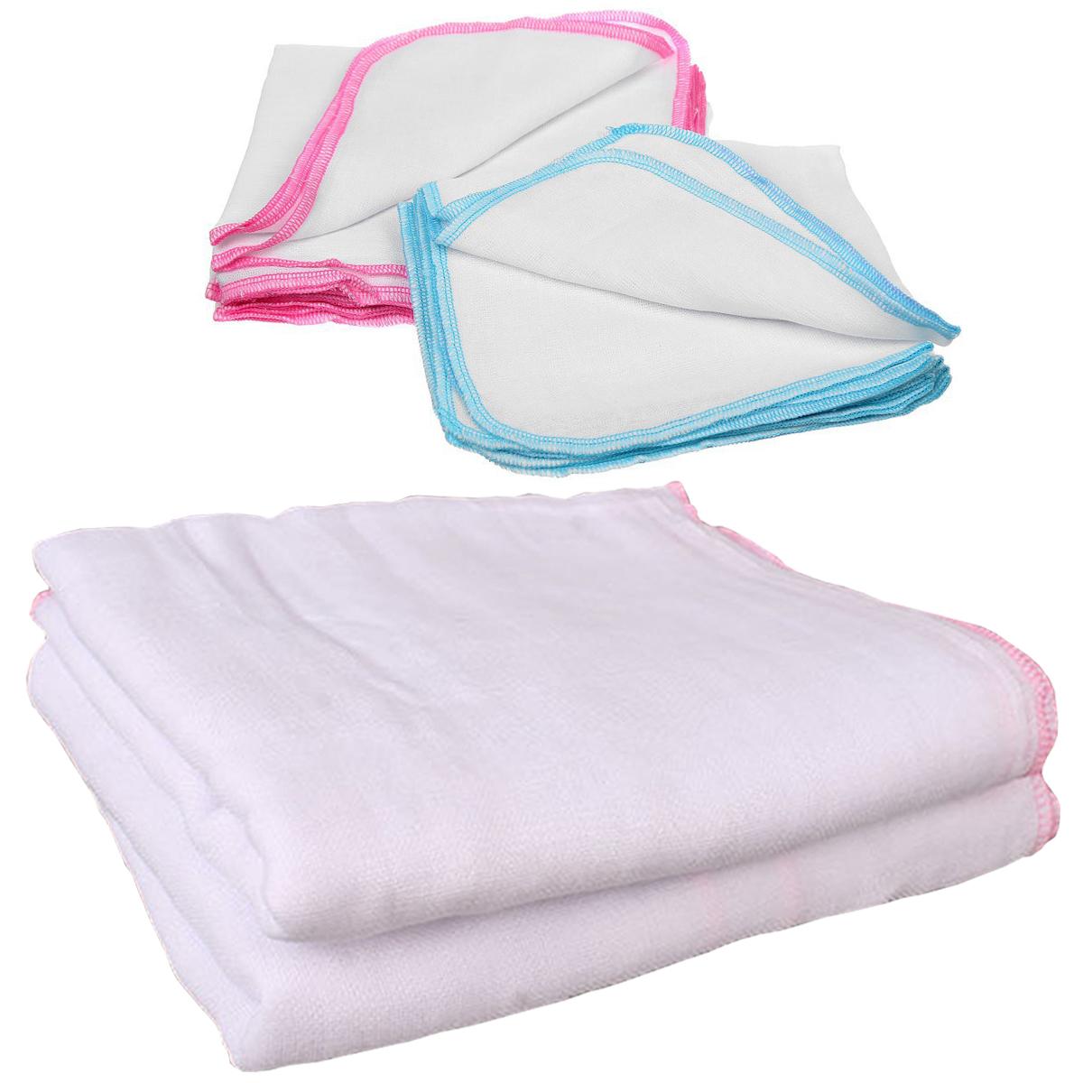 Combo khăn tắm cho bé sơ sinh gồm: 2 khăn tắm xuất Nhật 4 lớp VÀ 10 khăn xô KIBA 4 lớp - 2KTN10KIBAKF