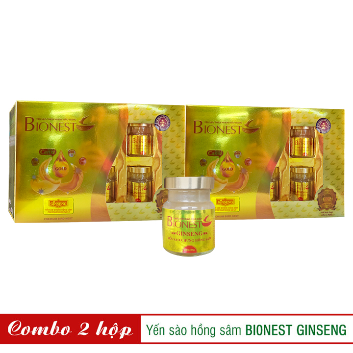 Bộ 2 Yến sào Bionest Ginseng hồng sâm cao cấp - hộp quà tặng 6 lọ