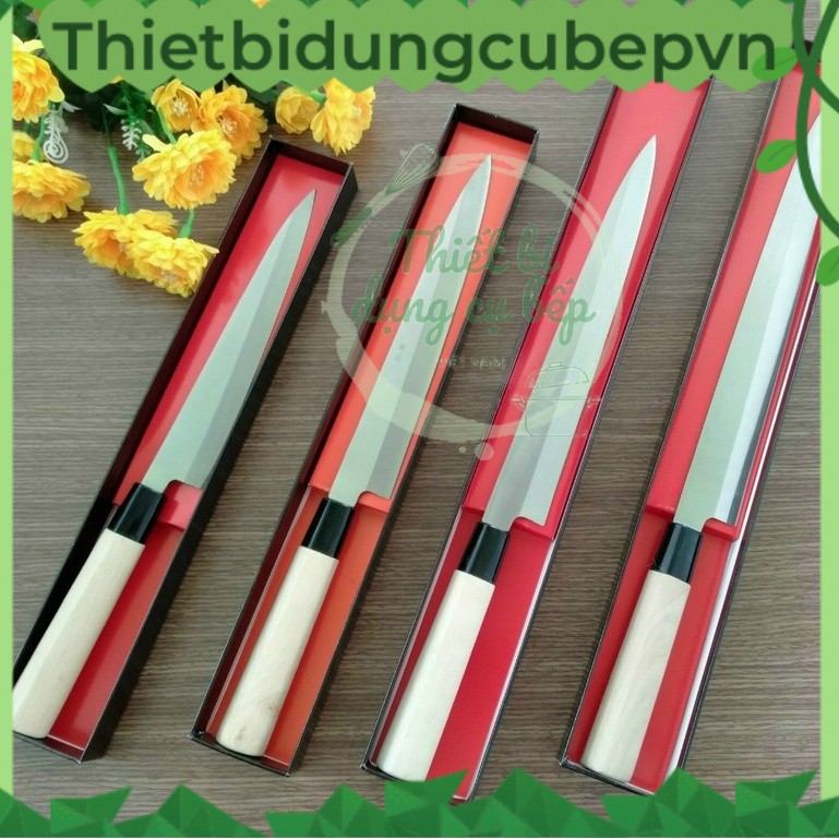 Dao Nhật Sashimi bằng thép - cán gỗ - nhiều size chuyên dụng nhà hàng.