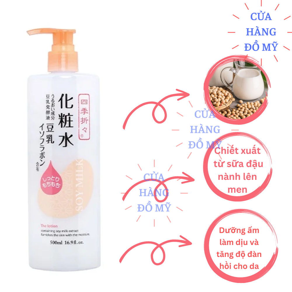 Nước hoa hồng Lotion Dưỡng thể từ sữa đậu nành Soy Milk Moisturizing The Lotion 500ml của Nhật Bản - Shop Hong1008