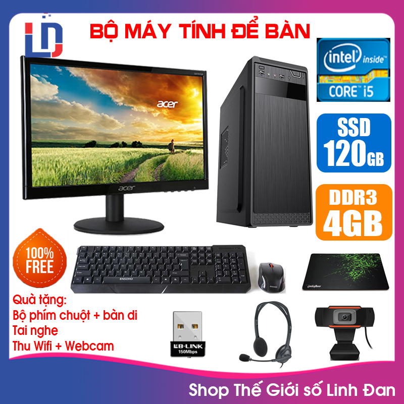 [Trả góp 0%]Bộ case máy tính học tập văn phòng CPU Dual core E7-8xxx / G630 / i3-2100 / i5-2330 Ram 4GB / HDD 250GB - SSD 120GB + Màn 19 inch  + [QUÀ TẶNG: Bộ phím chuột + USB thu wifi + WebCam + Tai nghe + lót chuột] VPE7 VPG6 VPi32 VPi52