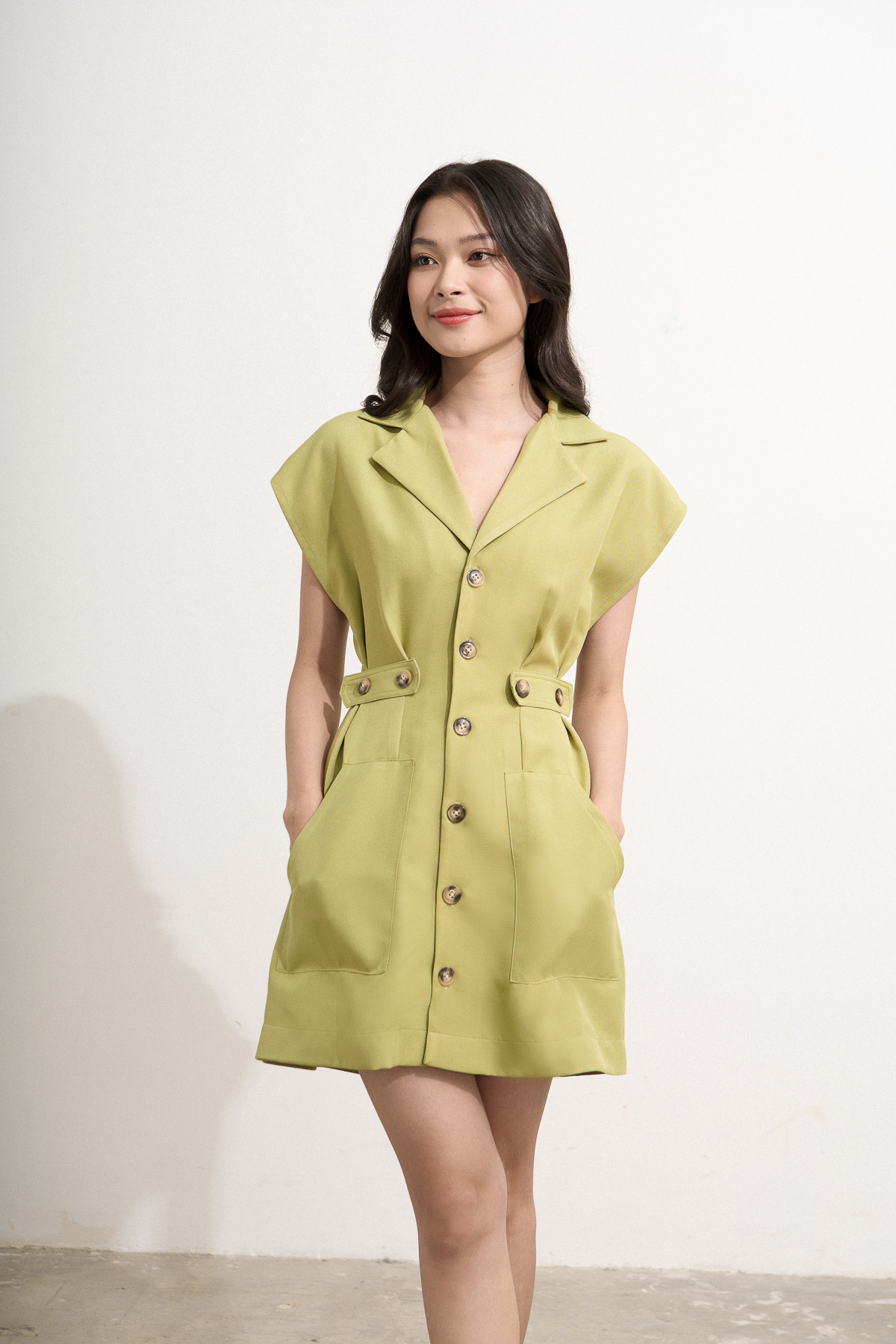 Đầm suit Maybi form A cotton mịn phối đai eo kiểu