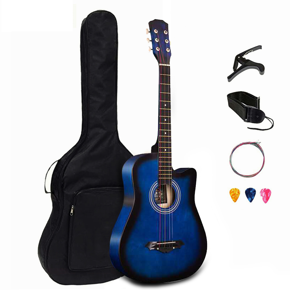 Guitar cho người mới bắt đầu, 38 inch, kèm túi đựng guitar trong suốt, guitar trong suốt 38 inch, bộ đầy đủ, guitar acoustic - 8
