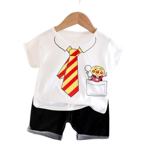 Freeship50k-qate 279-bộ cotton cà vạt bé trai / bé gái 8-18kg