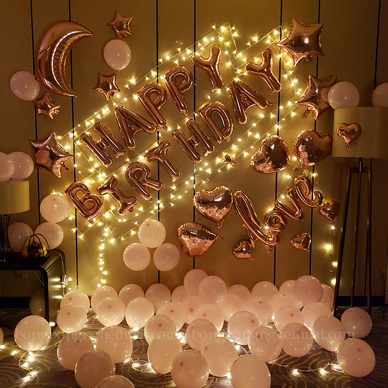 Bộ Bóng Bay Trang Trí Sinh Nhật Đủ Phụ Kiện MM0333