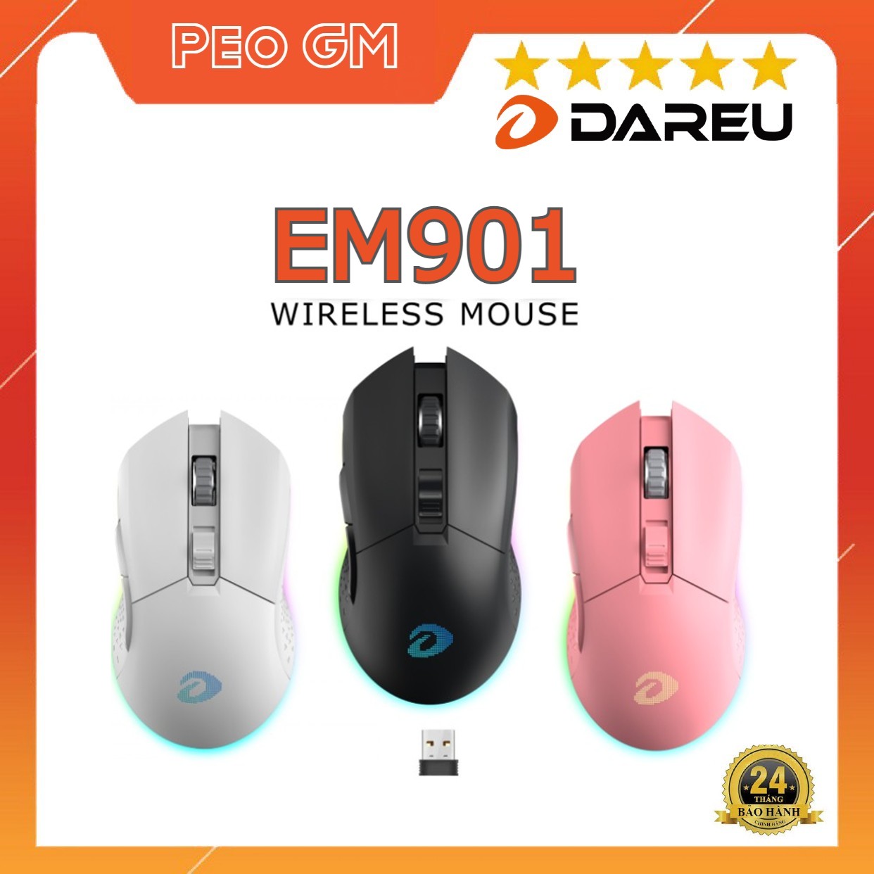Chuột không dây gaming dareu em901 rgb -