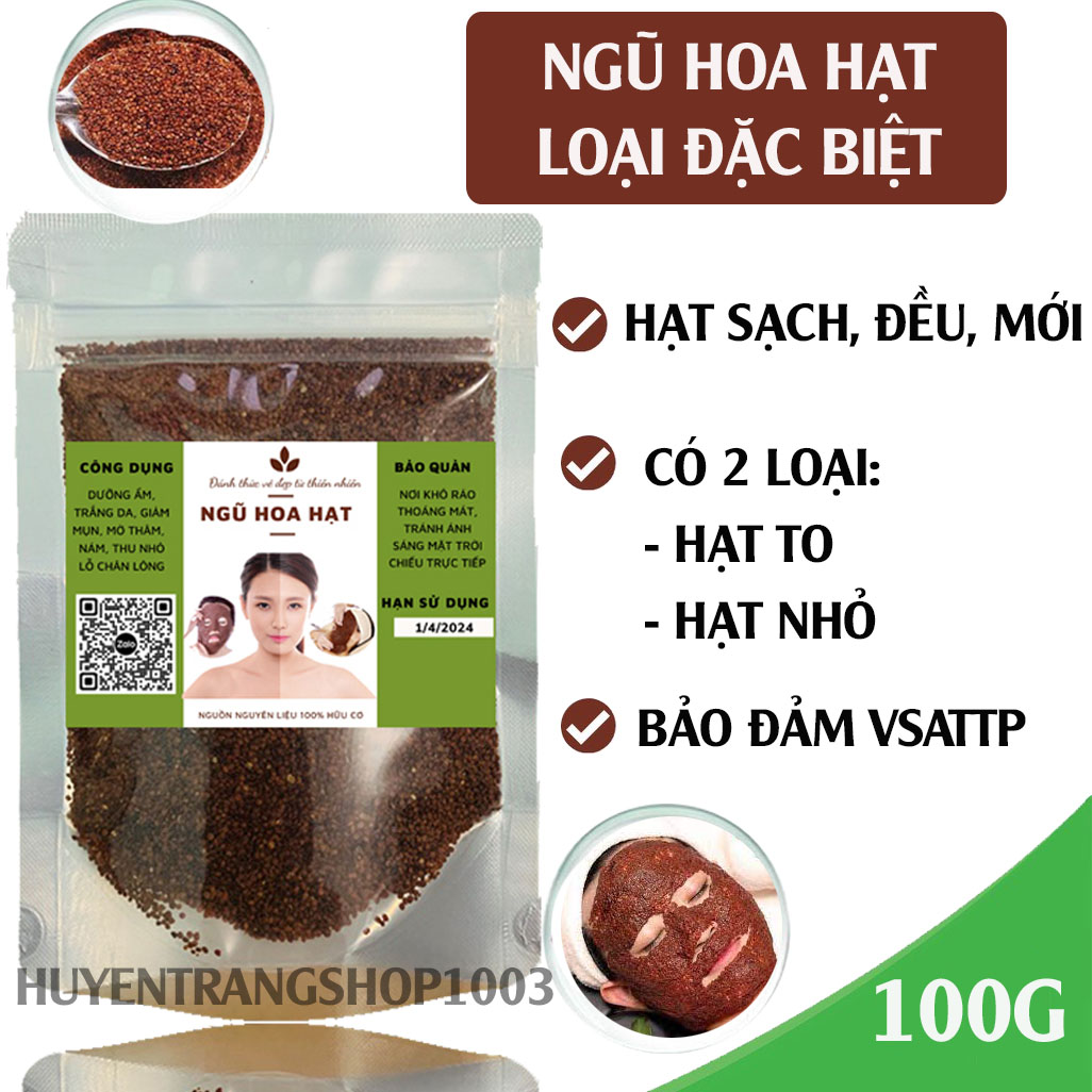 100g mặt nạ ngũ hoa hạt, hạt ngũ hoa, hạt đình lịch, hạt bình lịch, hạt nhũ hoa