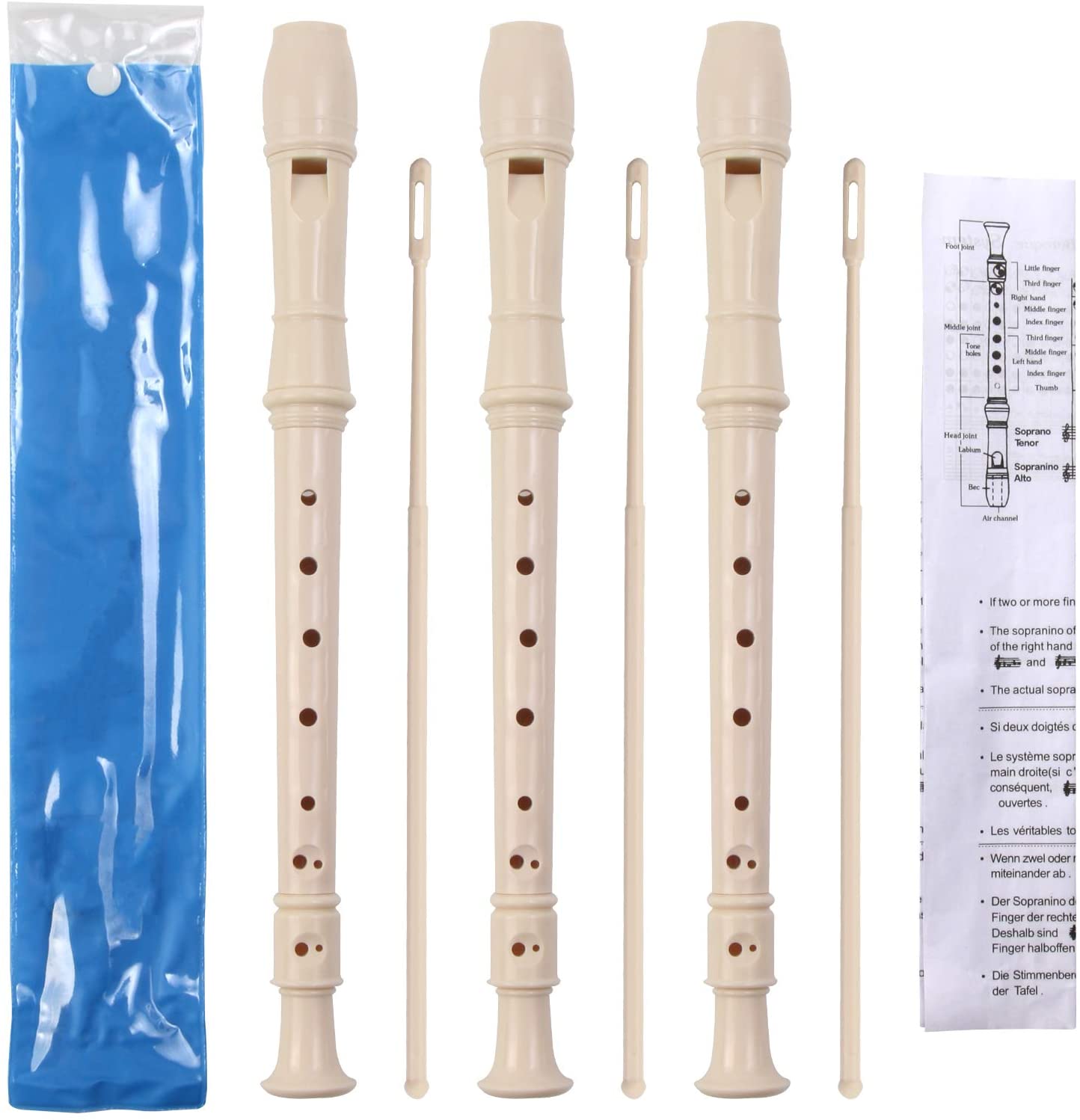Sáo Dọc Recorder Tone C Soprano - Hệ thống Baroque, Dạng thẳng