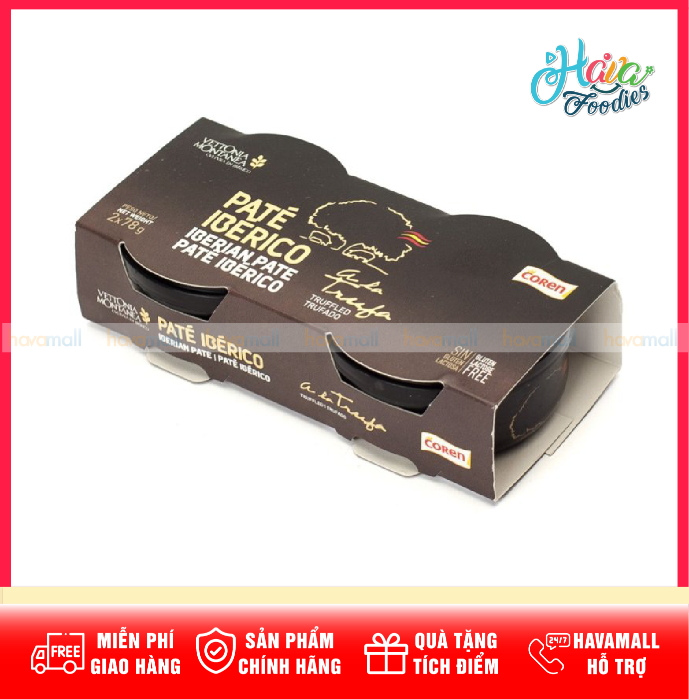 Pate Gan Heo Ibérico Vị Nấm Truffle Coren Lốc 2 Hũ x 78g – Coren Paté Ibérico Truffled 2x78g