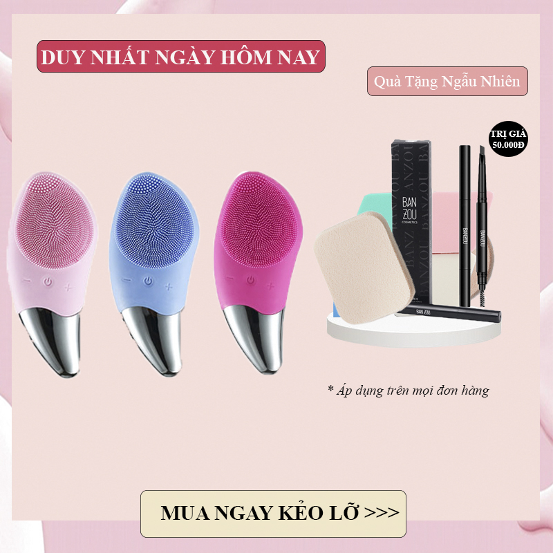 Máy rửa mặt dài "SONIC CLEANSER" (BẢO HÀNH 1 ĐỔI 1) cầm tay Silicon - Tẩy Tế Bào Chết-máy mát xa mặt ion, máy rửa mặt và massage, máy mat xa mặt mini，Làm Sạch Sâu