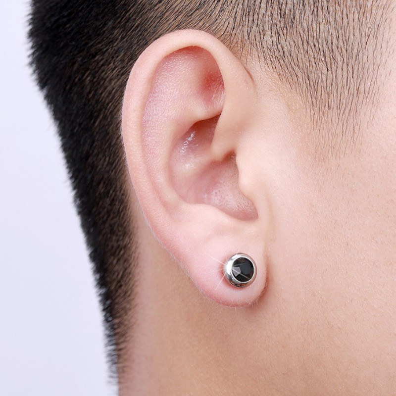 Bông Tai Nam Châm Đính Đá Màu Titan Không Đen TT 2445 - 1 Cặp