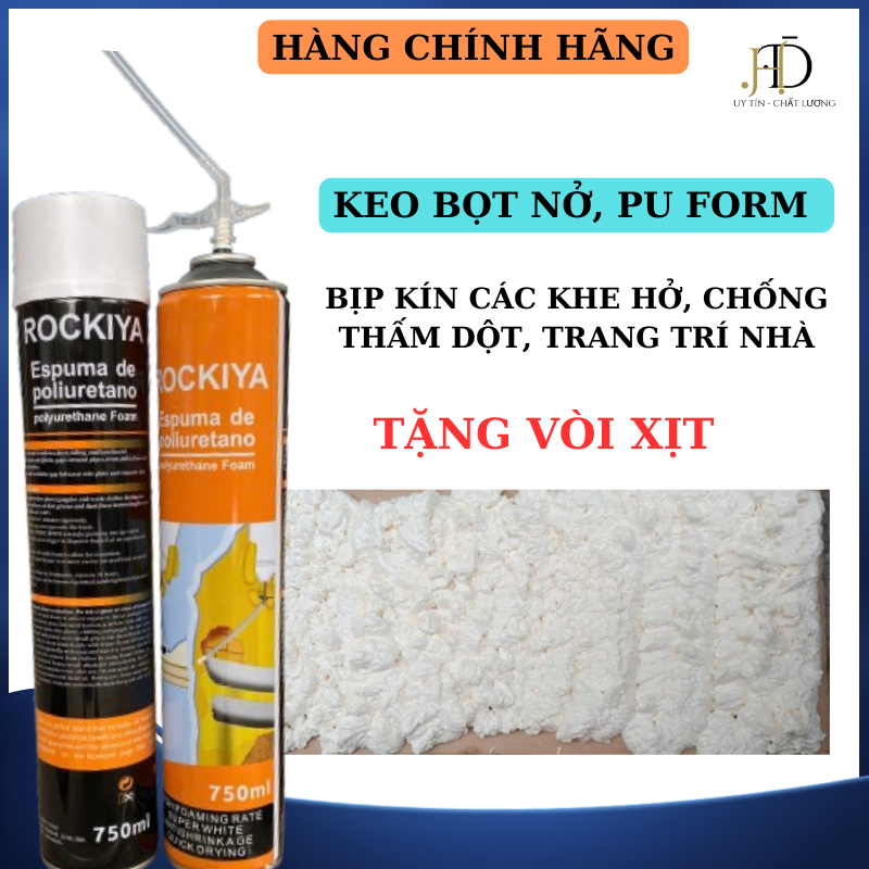 (Chai 750ml) Chai Xịt PU Foam, Keo Bọt Nở Bịt Kín Lổ, Cách Âm Cách Nhiệt Chống Thấm Rockiya, Apollo, Xtraseal 750ml