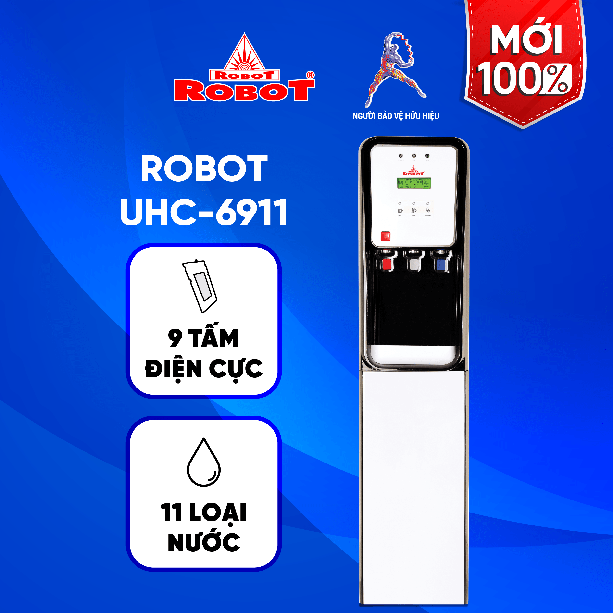 Máy lọc nước điện giải ion kiềm nóng lạnh robot uhc-6911