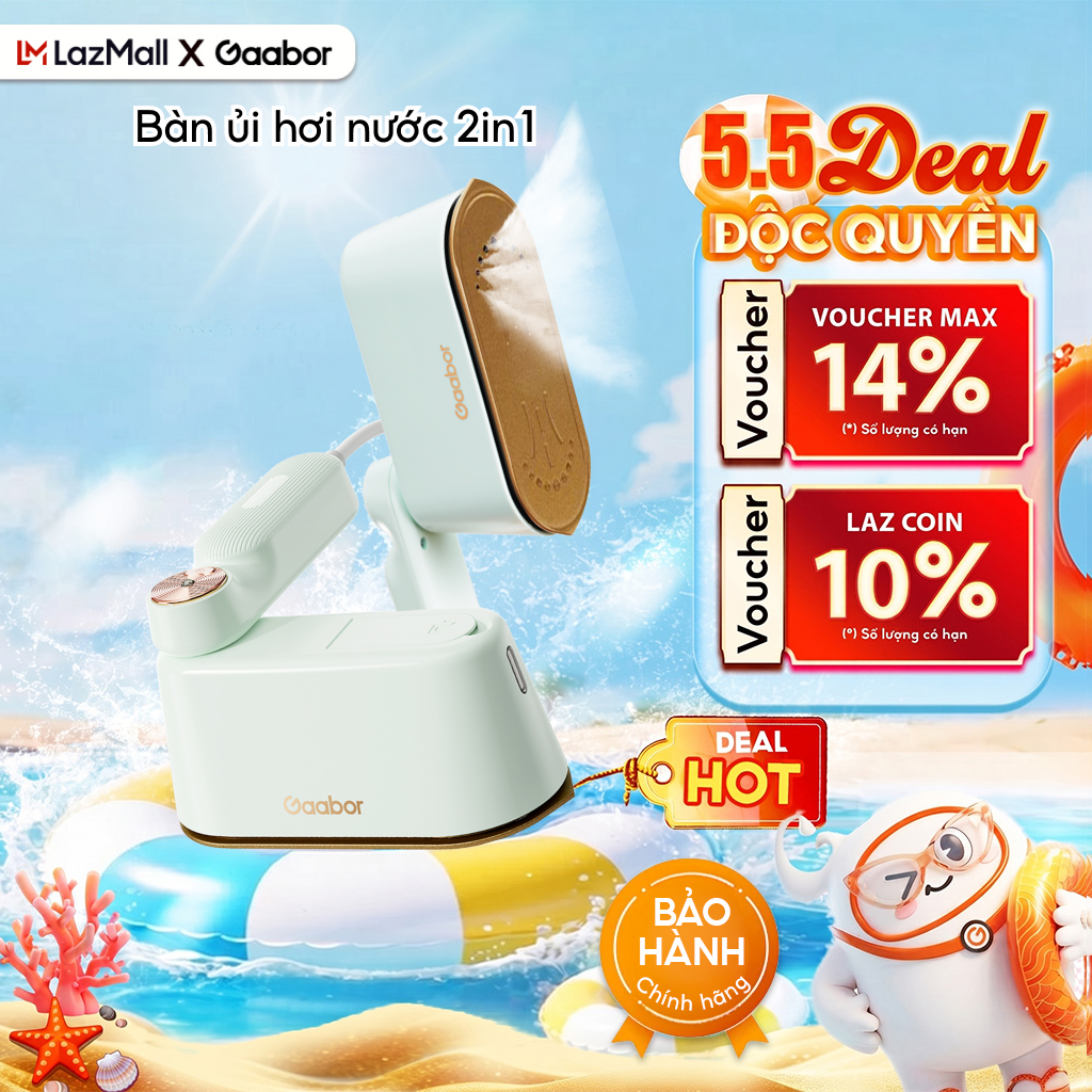Bàn Ủi Hơi Nước Cầm Tay Gaabor HM-M01A 1200W Gấp Gọn, Nhanh Làm Nóng, 2 Trong 1 - Hàng Chính Hãng