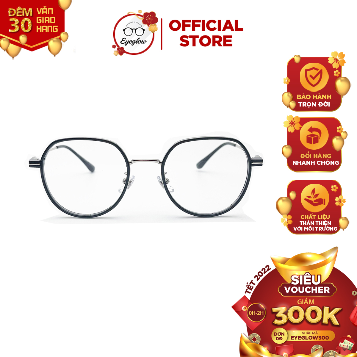 Gọng kính cận nữ EYEGLOW Premium gọng kính cận tròn thời trang phiên bản đặc biệt cho học sinh sinh viên 11730