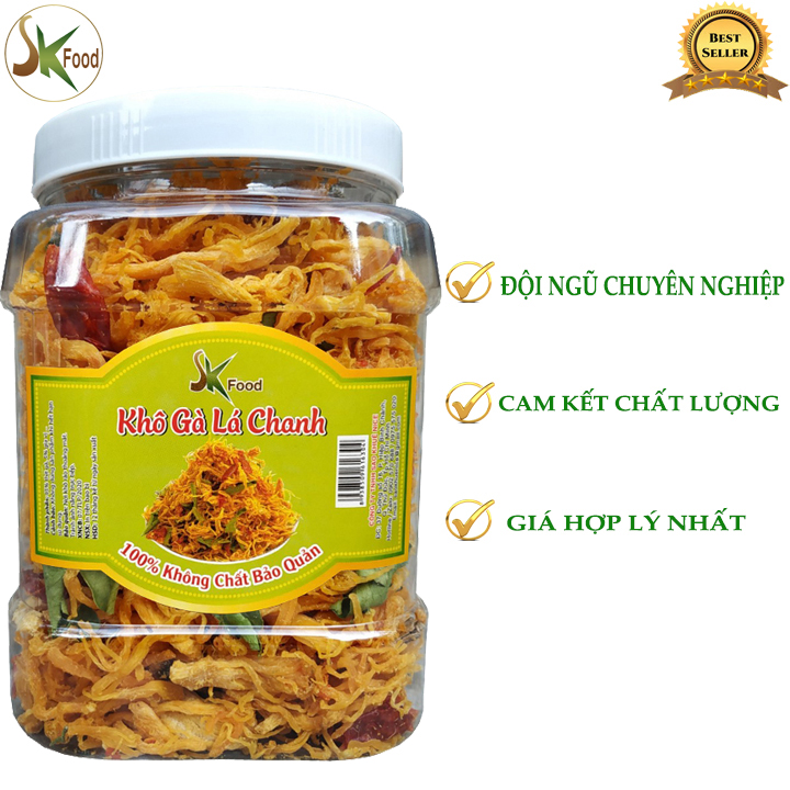 [HCM]KHÔ GÀ LÁ CHANH LOẠI CAO CẤP THƯƠNG HIỆU SK FOOD - HŨ 500G