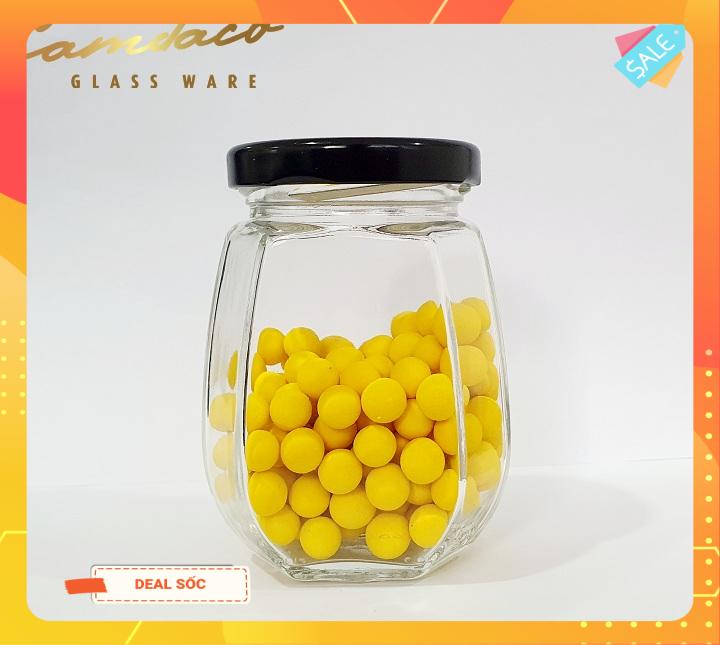1 Hũ Thủy Tinh Bát Giác 180ML Đựng Mật Ong Và Thực Phẩm