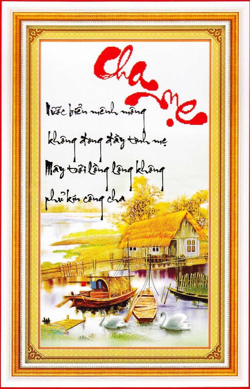 Tranh thêu Cha Mẹ 222656 kích thước 44 x 72cm Tranh Mariko