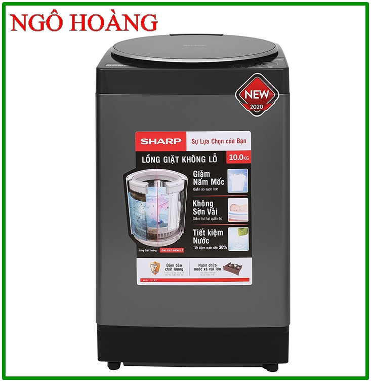 Trả góp 0% - máy giặt sharp 10.2 kg es-w102pv-h