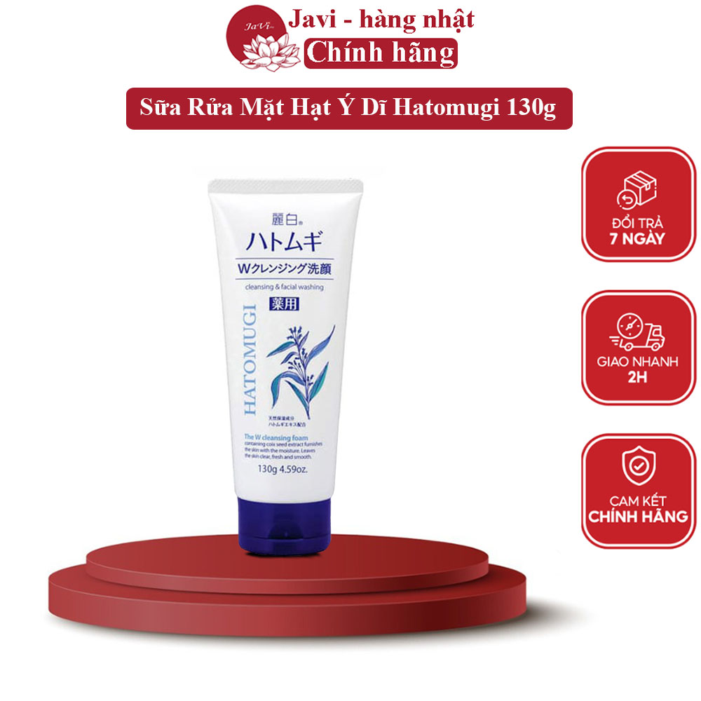 Sữa Rửa Mặt Trắng Da Dưỡng Ẩm Hạt Ý Dĩ Nhật Bản Hatomugi Cleansing And Facial Washing (130g)
