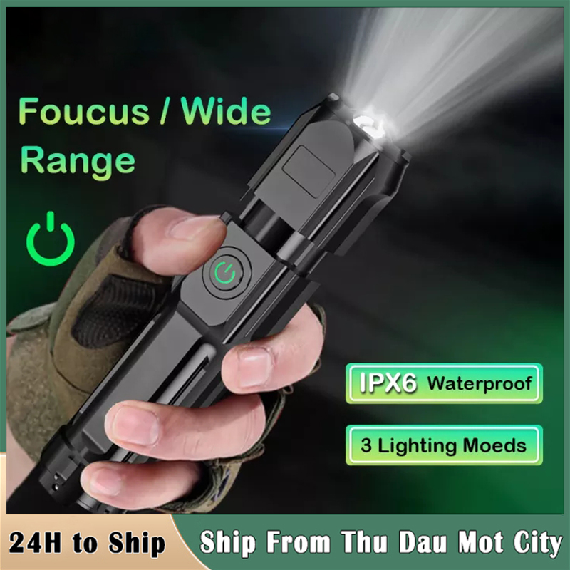 Dosen Đèn pin/Đèn pin cầm tay siêu sáng/3 chế độ sáng/Sạc USB/Tiêu cự có thể điều chỉnh mini flashlight