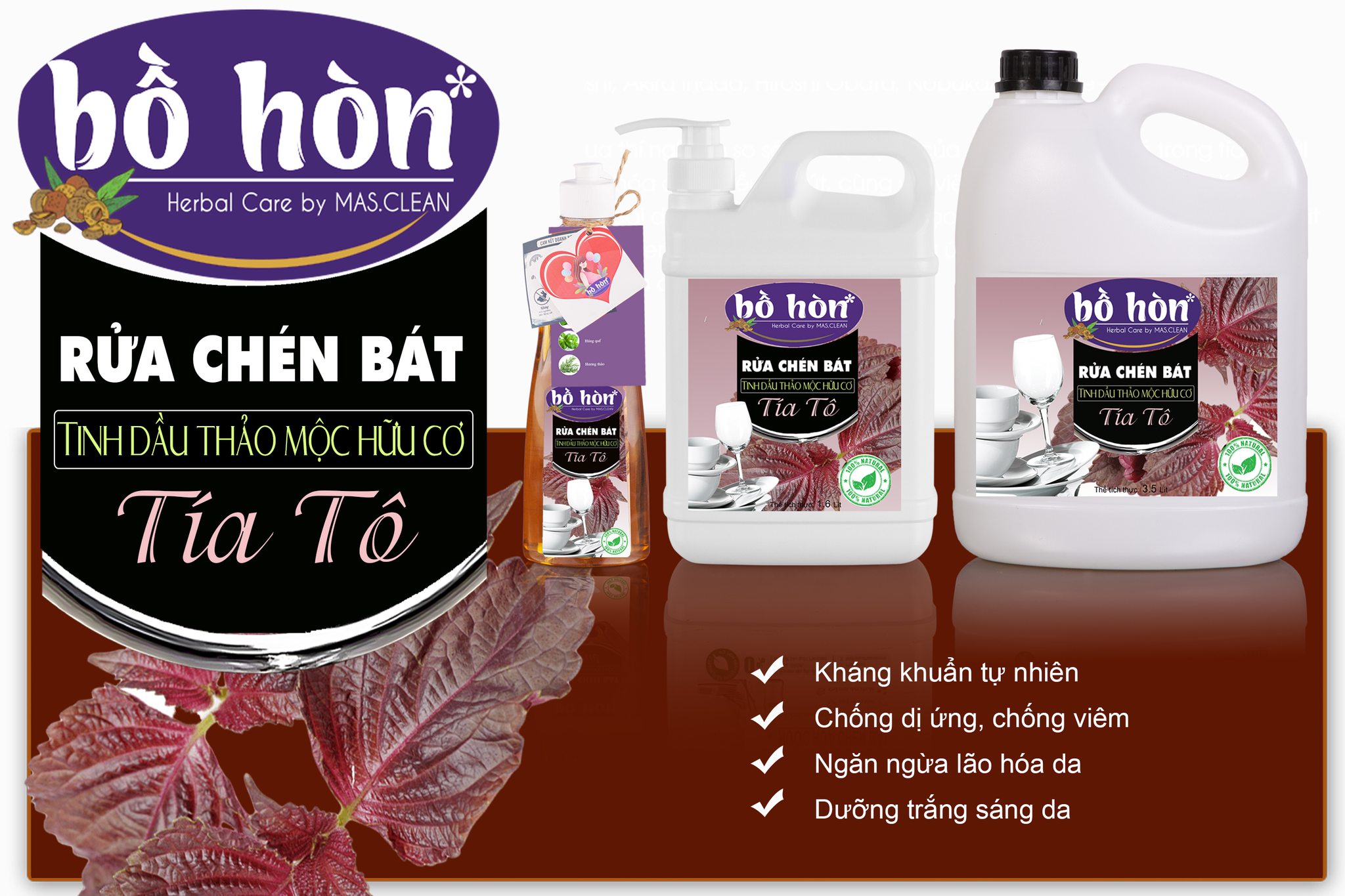 Nước rửa chén hữu cơ Bồ Hòn Mas.Clean - can 3.5L