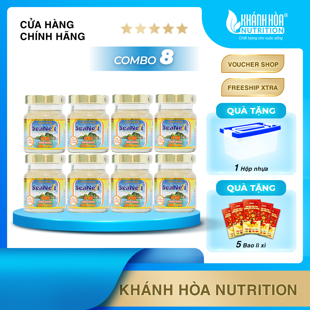 [TẶNG HỘP NHỰA] COMBO 8 Lọ  Yến Sào 12% Tổ Yến Không Đường SeaNest Dành Cho Người Ăn Kiêng - Khánh Hòa Nutrition - 8 Lọ x 70ml