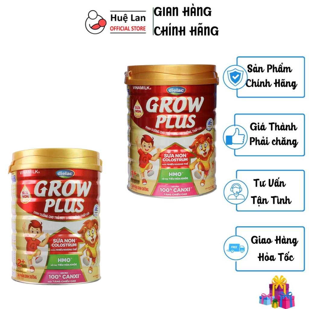 Sữa bột vinamilk dielac grow plus đỏ 1+/2+ 850g - huelanofficial