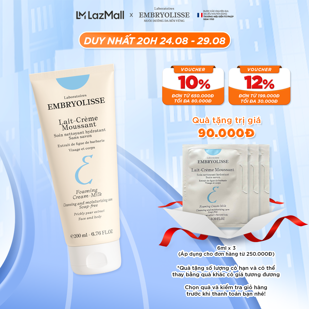 Sữa Rửa Mặt Sạch Sâu Chống Oxy Embryolisse Hóa Lait-Creme Moussant 200ml