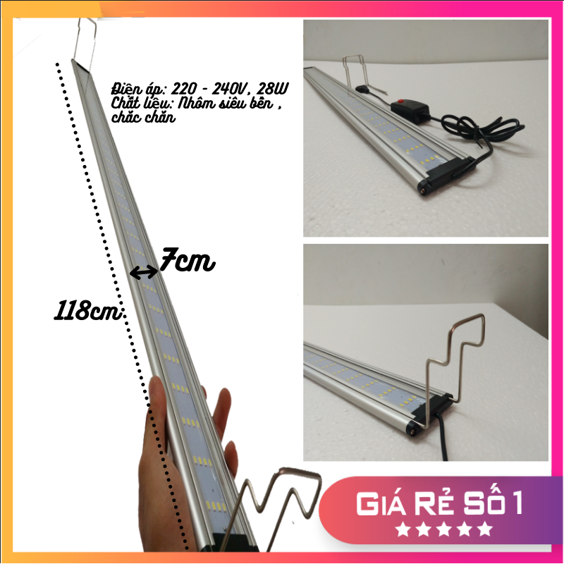 Đèn LED MÁNG NHÔM 4 DÃY LED cho hồ cá thuỷ sinh từ 1M2 , đèn cho hồ cá dài